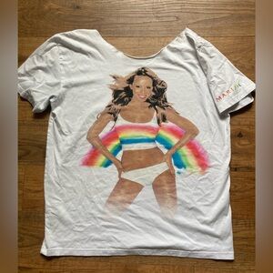 Mariah Carey Modern Rainbow Album Graphic T-Shirt with Cutoff Collar